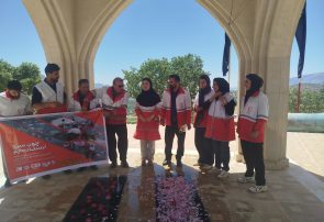 بازید جمعیت هلال احمر بخش دیشموک از گلزار شهدای گمنام و غبارروبی یادمان شهدا