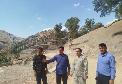 بازدید میدانی بخشدار دیشموک از روستای تنگ تی و بررسی پروژه‌های عمرانی